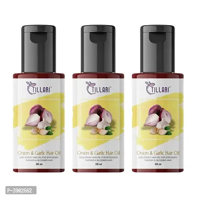 Tillari Onion Garlic Non Sticky Hair Oil For Stronger Hair Growth Pack Of 3 (50 ml)