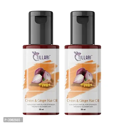 Tillari Onion Ginger Non Sticky Hair Oil For Stronger Hair Growth Pack Of 2 (50 ml)-thumb0
