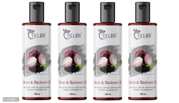 Tillari Onion & Blackseed Oil For Hair Fall Control & Hair Growth Oil Hair Oil Pack Of 4 (100 Ml)-thumb0