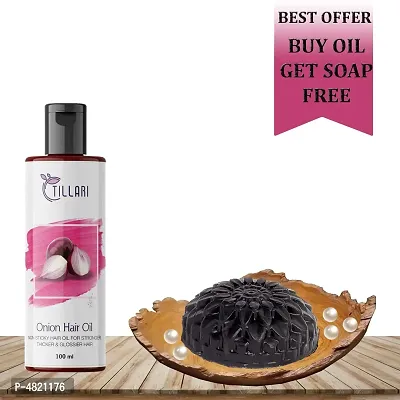 Tillari Onion Oil For Hair Stronger Thicker Hair Oil With Free Charcoal Soap (100 Ml)