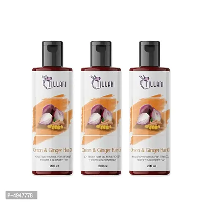 Tillari Onion Ginger Non Sticky Hair Oil For Stronger Hair Growth Pack Of 3 (200 Ml)