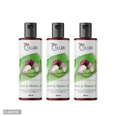 Tillari Onion Aloevera Non Sticky Hair Oil For Stronger Hair Growth Pack Of 3 (100 Ml)