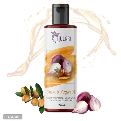 Tillari Onion Argan Non Sticky Hair Oil For Stronger Hair Growth (100 Ml)