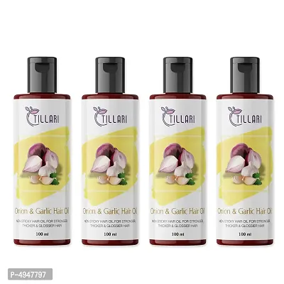 Tillari Onion Garlic Non Sticky Hair Oil For Stronger Hair Growth Pack Of 4 (100 Ml)