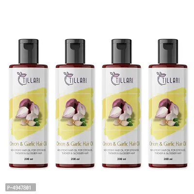 Tillari Onion Garlic Non Sticky Hair Oil For Stronger Hair Growth Pack Of 4 (200 Ml)