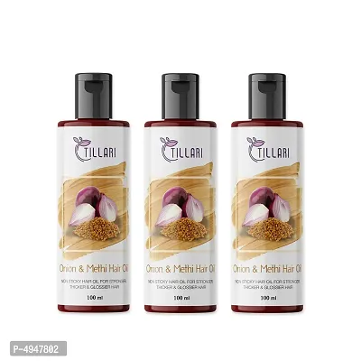 Tillari Onion Methi Non Sticky Hair Oil For Stronger Hair Growth Pack Of 3 100 Ml Hair Care Hair Oil