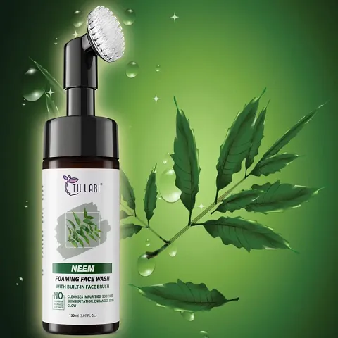 Anti Acne Neem Foaming Face Wash with brush , Neem Whole Leaves,& AloeVera