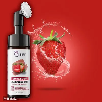 Strawberry Foaming  Face Wash With brush | Deep Pore Cleansing | for Normal, Oily  Sensitive Skin | All Natural Ingredients | Reduces UV Damage  (for men and women)150ml ,pack of 1-thumb0