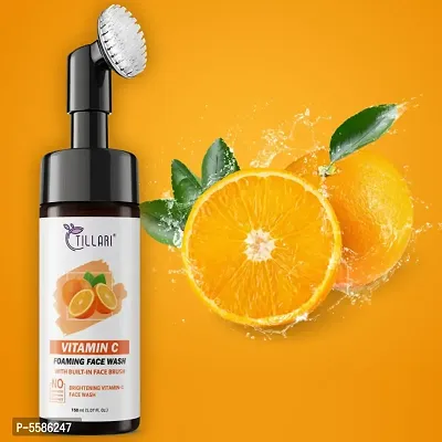 Brightening Vitamin C Foaming Face Wash With Built-In Face Cleanser Brush For Deep Cleansing, Bright Beauty Spot-less Glow For men and women (150 ml, Pack of 1 )-thumb0