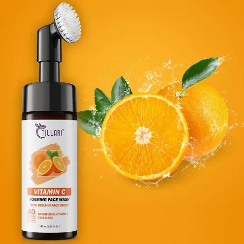 Brightening Vitamin C Foaming Face Wash With Built-In Face Cleanser Brush For Deep Cleansing