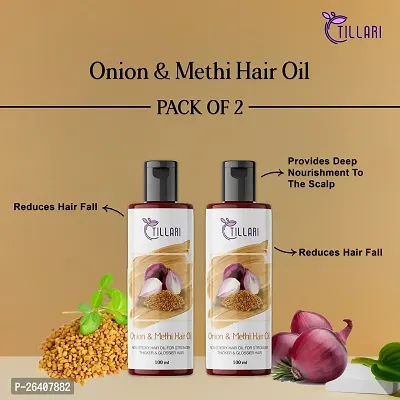 TILLARI Onion Methi Oil Hair Fall Control | castor oil for hair | almond hair oil | olive oil | methi hair oil | onion hair oil  |bal badhane wala tel | bal badhane ki dawai ( Pack of 2)