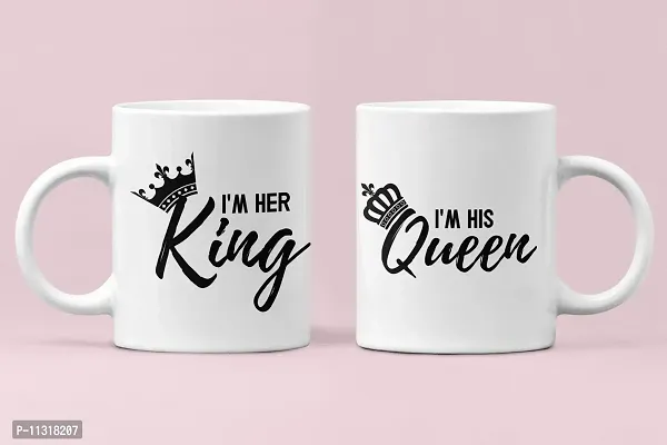 DAYS Quote King Queen Printed Coffee and Tea Ceramic Mug-Gift for Birthday Husband, Couple, Friends, Lover,Brother, beutyfull Mug Set of 2 Mugs
