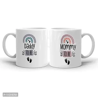 DAYS Daddy to Bee, Mommy to Bee Pregnancy Announcement Ceramic Coffee Mug (White)