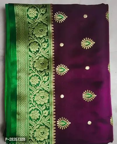 Stylish Art Silk Purple Embroidered Saree with Blouse piece