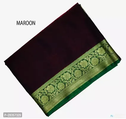 Stylish Art Silk Maroon Zari Saree with Blouse piece