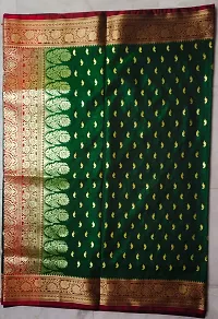 Elegant Green Cotton Embroidered Banarasi Silk Saree with Blouse Piece-thumb1
