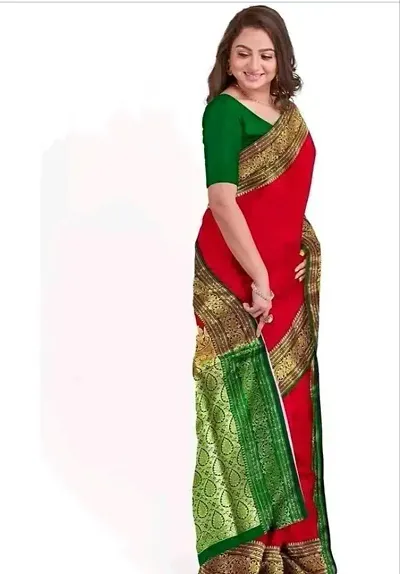 Beautiful Art Silk Saree with Blouse piece