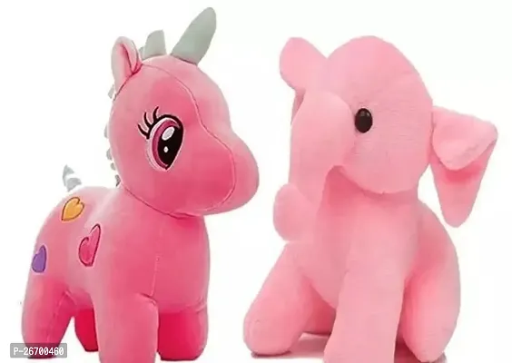 Pink Elephant And Unicorn Plush Set 2-Combo Soft Toy