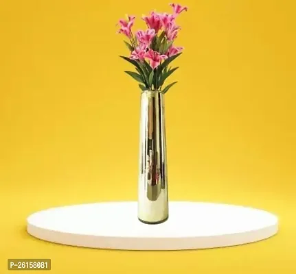 Designer Metal Slim Cone Flower Vase for Home Decor Bedroom Living Room Office Wedding Table Decorative Item for Festivals-thumb0
