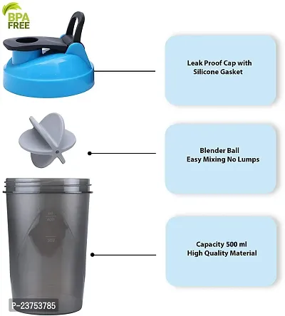 Shaker Bottle For Protein Shake 500 ml Sipper (Pack of 1, Blue, Plastic)-thumb2