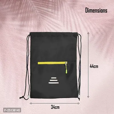 Small 12 L Backpack Drawstring Dori Bag Small Bag Gym Bag for Women  Men With Front Zipper Pocket  (Black, Yellow)-thumb4