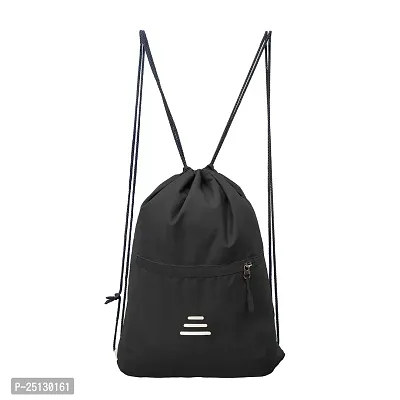 Small 12 L Backpack Drawstring Dori Bag Small Bag Gym Bag for Women  Men With Front Zipper Pocket  (Black, Black)