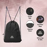 Small 12 L Backpack Drawstring Dori Bag Small Bag Gym Bag for Women  Men With Front Zipper Pocket  (Black, Black)-thumb1