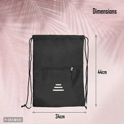 Small 12 L Backpack Drawstring Dori Bag Small Bag Gym Bag for Women  Men With Front Zipper Pocket  (Black, Black)-thumb3