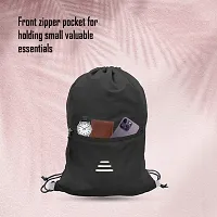 Small 12 L Backpack Drawstring Dori Bag Small Bag Gym Bag for Women  Men With Front Zipper Pocket  (Black, Black)-thumb3