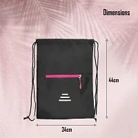 Small 12 L Backpack Drawstring Dori Bag Small Bag Gym Bag for Women  Men With Front Zipper Pocket  (Black, Pink)-thumb2