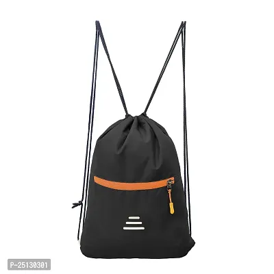 Small 12 L Backpack Drawstring Dori Bag Small Bag Gym Bag for Women  Men With Front Zipper Pocket  (Black, Orange)