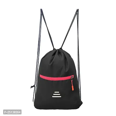Small 12 L Backpack Drawstring Dori Bag Small Bag Gym Bag for Women  Men With Front Zipper Pocket  (Black, Red)-thumb0