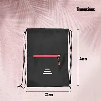 Small 12 L Backpack Drawstring Dori Bag Small Bag Gym Bag for Women  Men With Front Zipper Pocket  (Black, Red)-thumb2