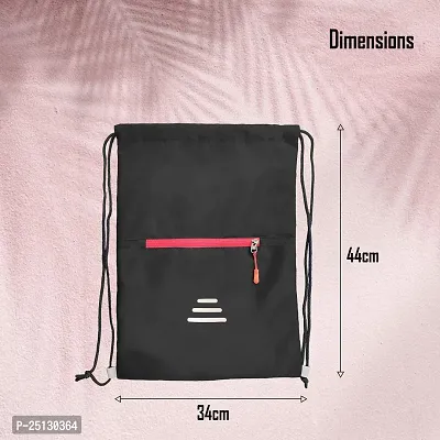 Small 12 L Backpack Drawstring Dori Bag Small Bag Gym Bag for Women  Men With Front Zipper Pocket  (Black, Red)-thumb3