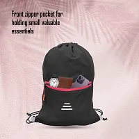Small 12 L Backpack Drawstring Dori Bag Small Bag Gym Bag for Women  Men With Front Zipper Pocket  (Black, Red)-thumb4