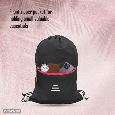 Small 12 L Backpack Drawstring Dori Bag Small Bag Gym Bag for Women  Men With Front Zipper Pocket  (Black, Red)-thumb5