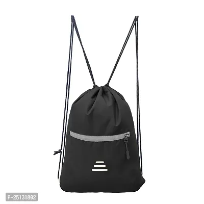 Small 12 L Backpack Drawstring Dori Bag Small Bag Gym Bag for Women  Men With Front Zipper Pocket  (Black, Grey)