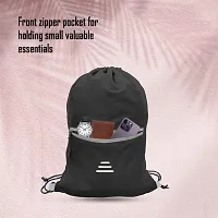 Small 12 L Backpack Drawstring Dori Bag Small Bag Gym Bag for Women  Men With Front Zipper Pocket  (Black, Grey)-thumb1