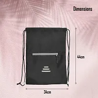 Small 12 L Backpack Drawstring Dori Bag Small Bag Gym Bag for Women  Men With Front Zipper Pocket  (Black, Grey)-thumb2