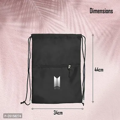 Cp Bigbasket Small Backpack Drawstring Dori Bag Small Bag Gym Bag for Women  Men With Front Zipper Pocket / BTS Printed Bags For Girls.-thumb3