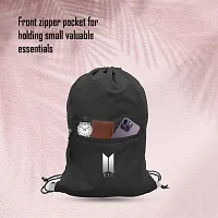 Cp Bigbasket Small Backpack Drawstring Dori Bag Small Bag Gym Bag for Women  Men With Front Zipper Pocket / BTS Printed Bags For Girls.-thumb3