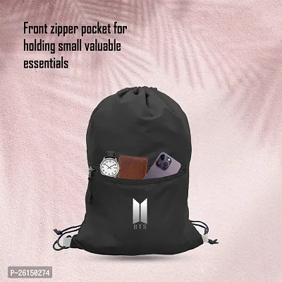 Cp Bigbasket Small Backpack Drawstring Dori Bag Small Bag Gym Bag for Women  Men With Front Zipper Pocket / BTS Printed Bags For Girls.-thumb4