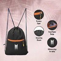 Cp Bigbasket Small Backpack Drawstring Dori Bag Small Bag Gym Bag for Women  Men With Front Zipper Pocket / BTS Printed Bags For Girls-thumb1