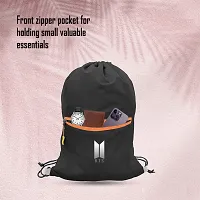 Cp Bigbasket Small Backpack Drawstring Dori Bag Small Bag Gym Bag for Women  Men With Front Zipper Pocket / BTS Printed Bags For Girls-thumb3