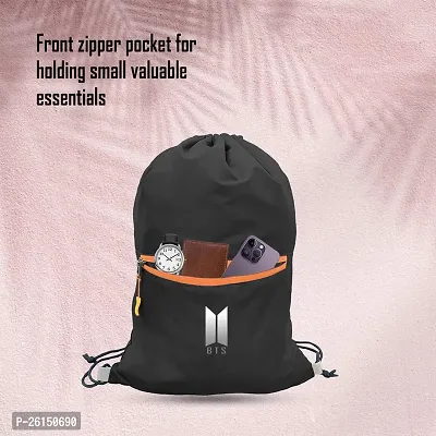 Cp Bigbasket Small Backpack Drawstring Dori Bag Small Bag Gym Bag for Women  Men With Front Zipper Pocket / BTS Printed Bags For Girls-thumb4