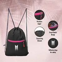 Cp Bigbasket Small Backpack Drawstring Dori Bag Small Bag Gym Bag for Women  Men With Front Zipper Pocket / BTS Printed Bags For Girls-thumb1