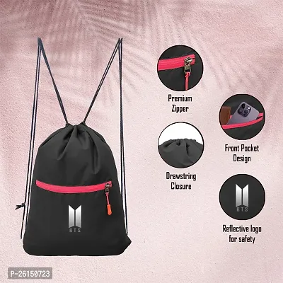 Cp Bigbasket Small Backpack Drawstring Dori Bag Small Bag Gym Bag for Women  Men With Front Zipper Pocket / BTS Printed Bags For Girls-thumb2