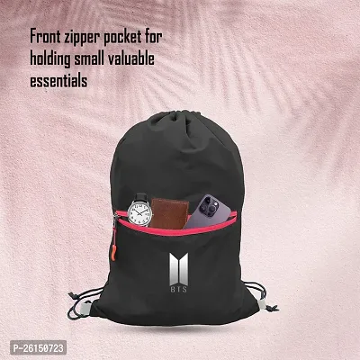 Cp Bigbasket Small Backpack Drawstring Dori Bag Small Bag Gym Bag for Women  Men With Front Zipper Pocket / BTS Printed Bags For Girls-thumb3