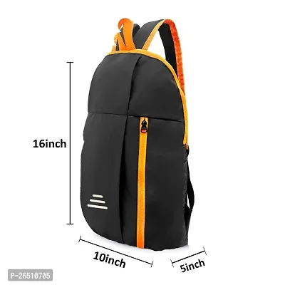 CP Bigbasket Small 12 L Backpack Small Lunch Bag, Bag for School, Collage, Office Mini Backpack.(Black/Orange)-thumb3