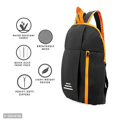 CP Bigbasket Small 12 L Backpack Small Lunch Bag, Bag for School, Collage, Office Mini Backpack.(Black/Orange)-thumb4